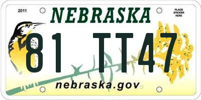 NE license plate 81TT47