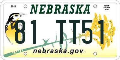 NE license plate 81TT51