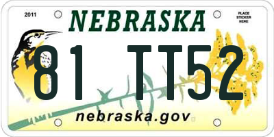 NE license plate 81TT52