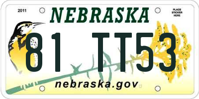 NE license plate 81TT53