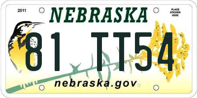 NE license plate 81TT54