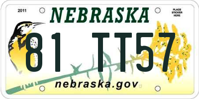 NE license plate 81TT57