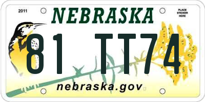 NE license plate 81TT74