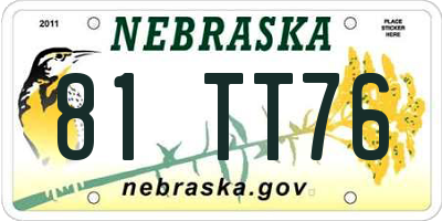 NE license plate 81TT76