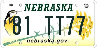 NE license plate 81TT77