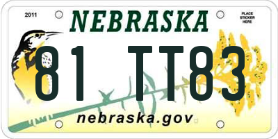 NE license plate 81TT83