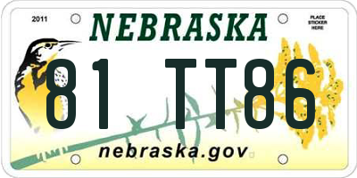 NE license plate 81TT86