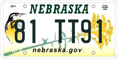 NE license plate 81TT91