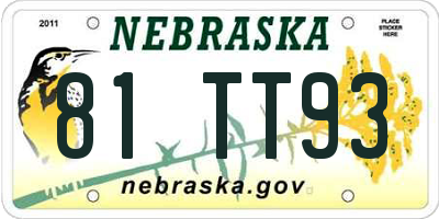 NE license plate 81TT93