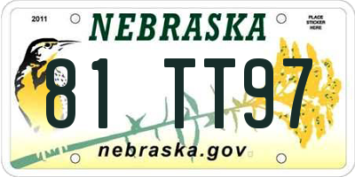 NE license plate 81TT97