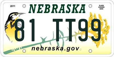 NE license plate 81TT99