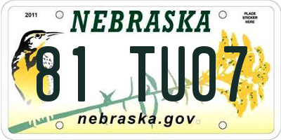 NE license plate 81TU07