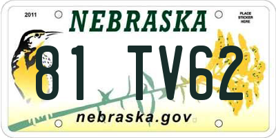 NE license plate 81TV62
