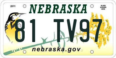 NE license plate 81TV97