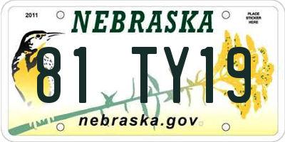 NE license plate 81TY19