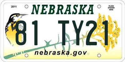 NE license plate 81TY21