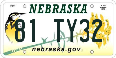 NE license plate 81TY32