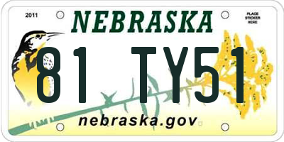 NE license plate 81TY51