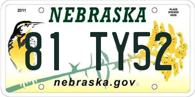 NE license plate 81TY52