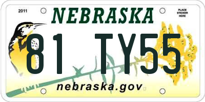 NE license plate 81TY55