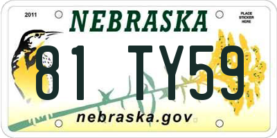 NE license plate 81TY59