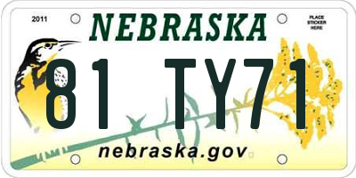 NE license plate 81TY71