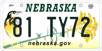 NE license plate 81TY72