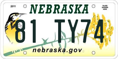 NE license plate 81TY74