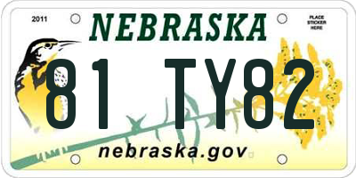 NE license plate 81TY82