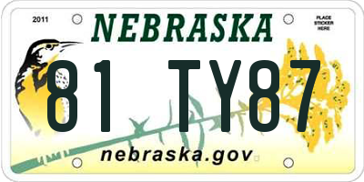 NE license plate 81TY87