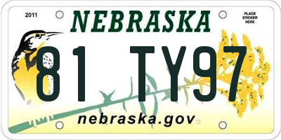 NE license plate 81TY97