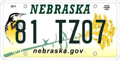 NE license plate 81TZ07