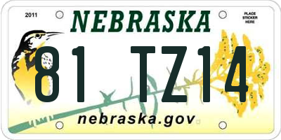 NE license plate 81TZ14