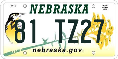 NE license plate 81TZ27