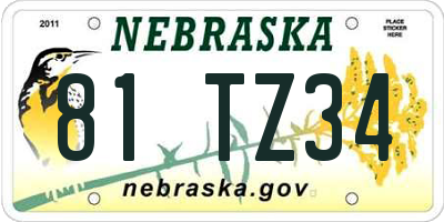 NE license plate 81TZ34