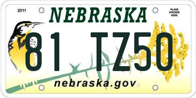 NE license plate 81TZ50