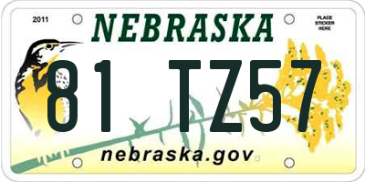 NE license plate 81TZ57