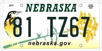 NE license plate 81TZ67