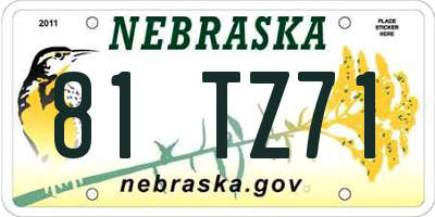 NE license plate 81TZ71