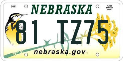 NE license plate 81TZ75
