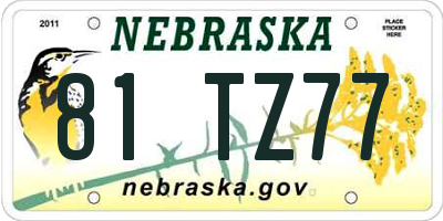 NE license plate 81TZ77