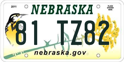 NE license plate 81TZ82