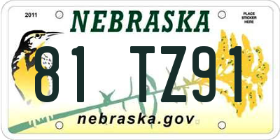 NE license plate 81TZ91