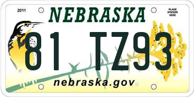 NE license plate 81TZ93