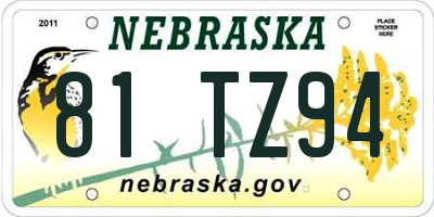 NE license plate 81TZ94