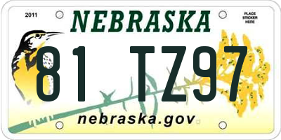 NE license plate 81TZ97
