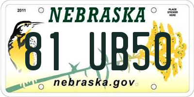 NE license plate 81UB50
