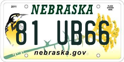 NE license plate 81UB66