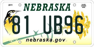 NE license plate 81UB96