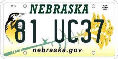NE license plate 81UC37